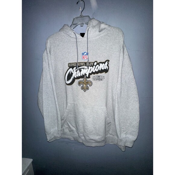 New Orleans Saints Super Bowl XLIV Champions Hoodie Gray 3X - Picture 1 of 4